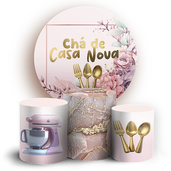 KIT Redondo e Trio - Chá De Casa Nova - Sublimado 3D