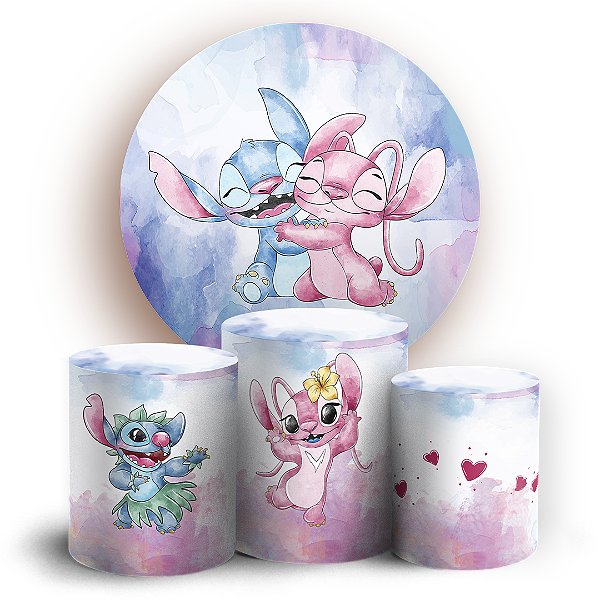 KIT Redondo e Trio - Lilo Stitch Angel - Sublimado 3D