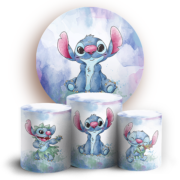 KIT Redondo e Trio - Lilo Stitch Angel - Sublimado 3D