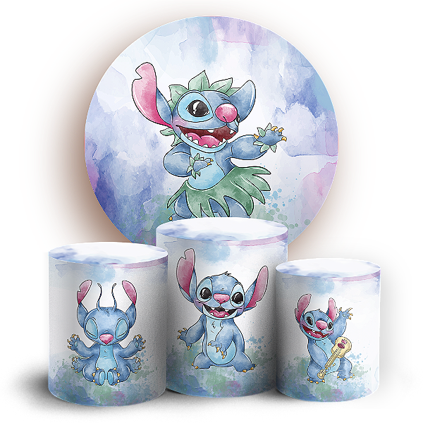 KIT Redondo e Trio - Lilo Stitch Angel - Sublimado 3D