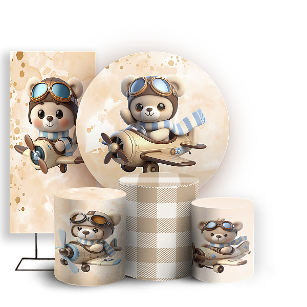 KIT Redondo Trio e Faixa - Ursinho Baloeiro - Sublimado 3D