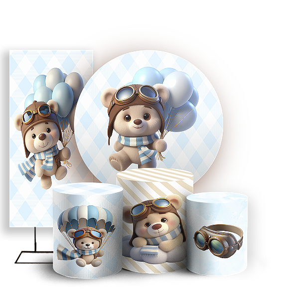 KIT Redondo Trio e Faixa - Ursinho Baloeiro - Sublimado 3D