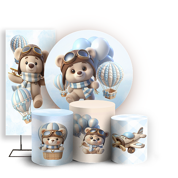 KIT Redondo Trio e Faixa - Ursinho Baloeiro - Sublimado 3D