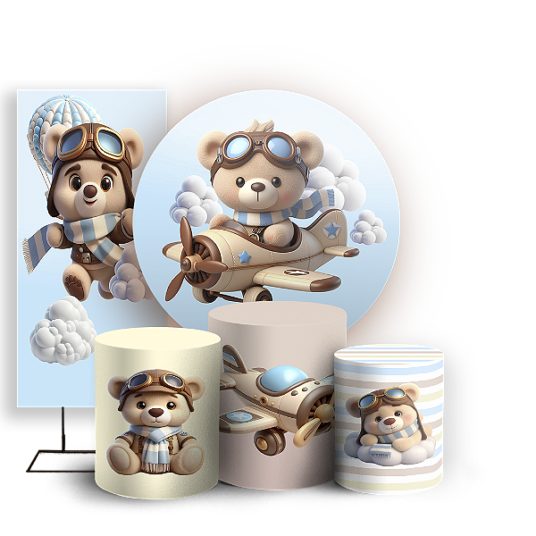 KIT Redondo Trio e Faixa - Ursinho Baloeiro - Sublimado 3D