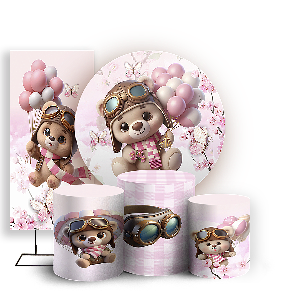 KIT Redondo Trio e Faixa - Ursinho Baloeiro - Sublimado 3D