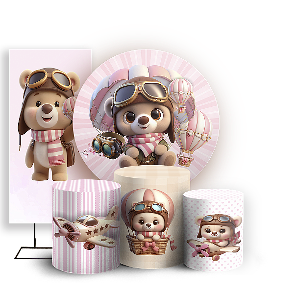 KIT Redondo Trio e Faixa - Ursinho Baloeiro - Sublimado 3D