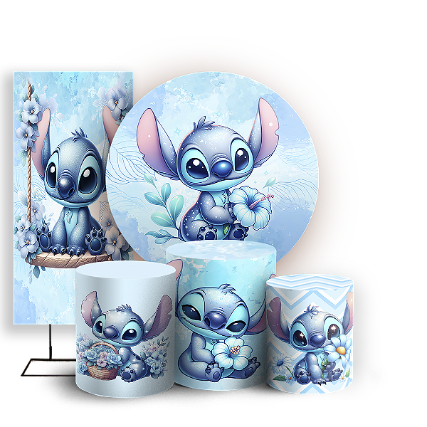 KIT Redondo Trio e Faixa - Stitch - Sublimado 3D