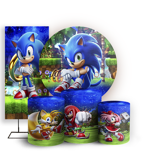 KIT Redondo Trio e Faixa - Sonic - Sublimado 3D