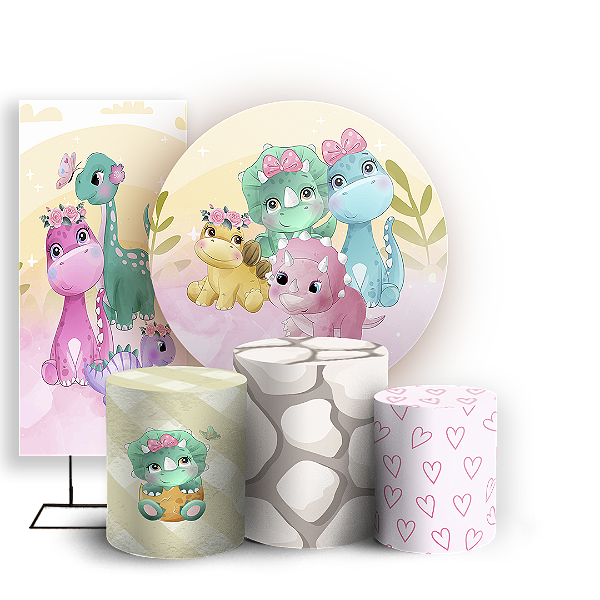 KIT Redondo Trio e Faixa - Dinossauro - Sublimado 3D