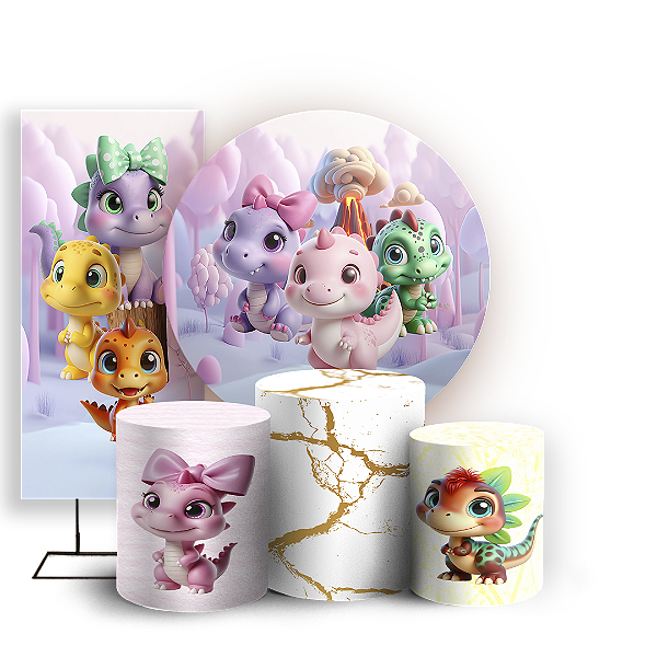 KIT Redondo Trio e Faixa - Dinossauro - Sublimado 3D