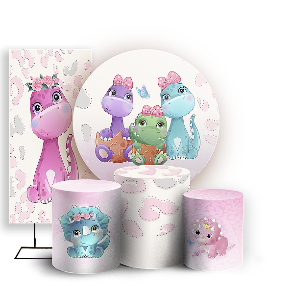 KIT Redondo Trio e Faixa - Dinossauro - Sublimado 3D