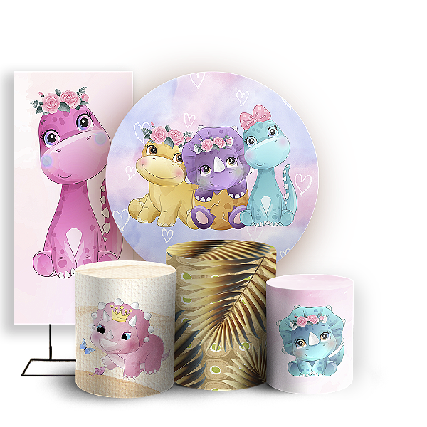 KIT Redondo Trio e Faixa - Dinossauro - Sublimado 3D