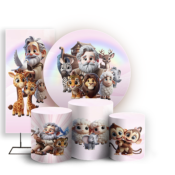 KIT Redondo Trio e Faixa - Arca De Noé - Sublimado 3D