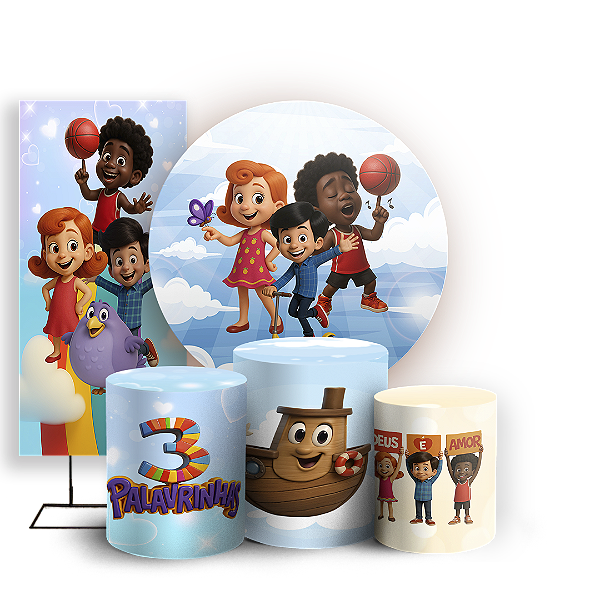 KIT Redondo Trio e Faixa - 3 Palavrinhas - Sublimado 3D