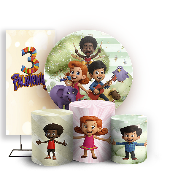 KIT Redondo Trio e Faixa - 3 Palavrinhas - Sublimado 3D