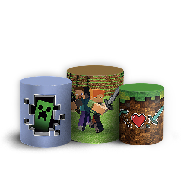 Trio Cilindro - Minecraft - Sublimado 3D