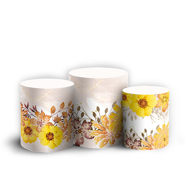Trio Cilindro - Floral - Sublimado 3D