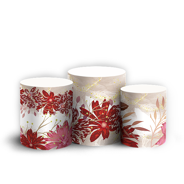 Trio Cilindro - Floral - Sublimado 3D
