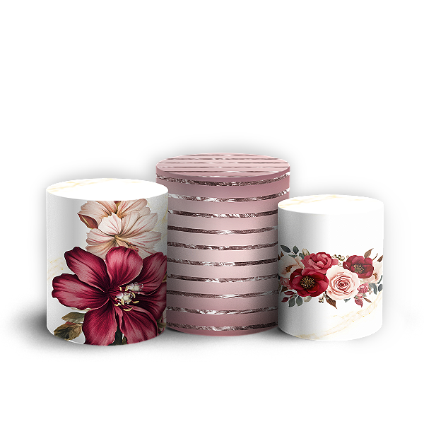 Trio Cilindro - Floral - Sublimado 3D