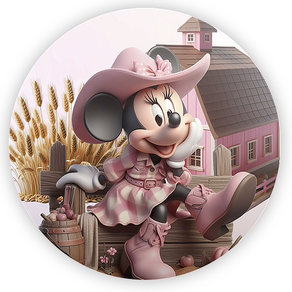 Painel Redondo - Minnie Fazendinha - Sublimado 3D