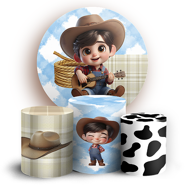 KIT Redondo e Trio - Menino Fazendinha - Sublimado 3D