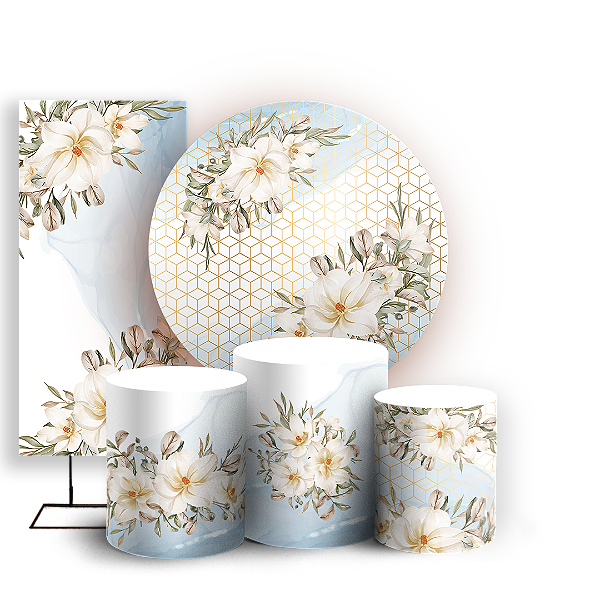 KIT Redondo Trio e Faixa - Floral - Sublimado 3D