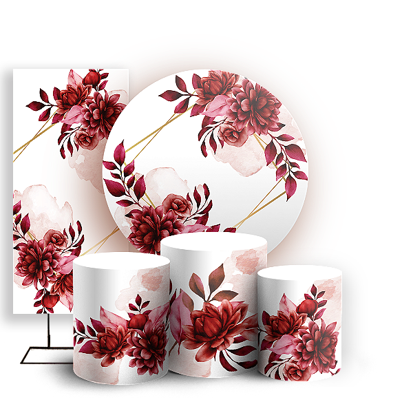 KIT Redondo Trio e Faixa - Floral - Sublimado 3D