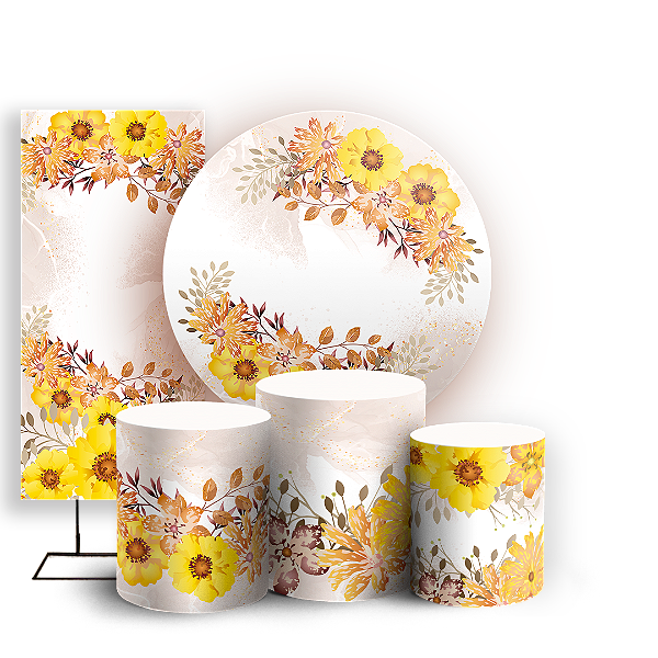 KIT Redondo Trio e Faixa - Floral - Sublimado 3D