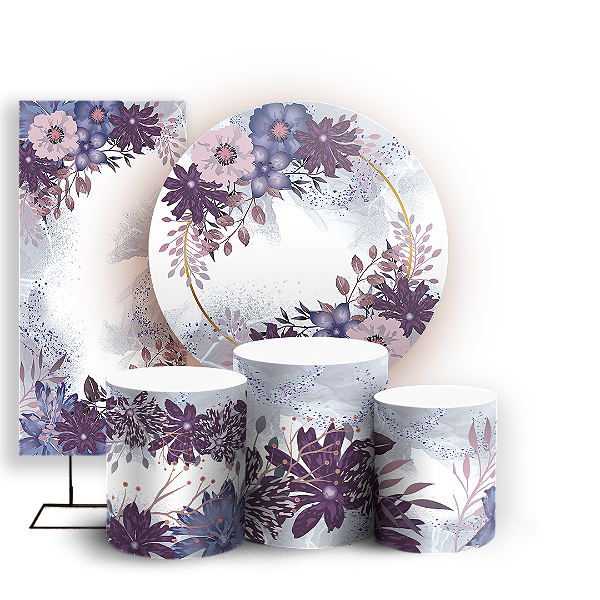 KIT Redondo Trio e Faixa - Floral - Sublimado 3D