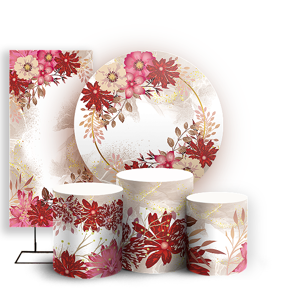 KIT Redondo Trio e Faixa - Floral - Sublimado 3D