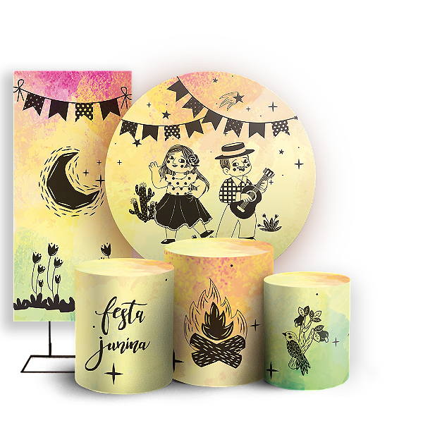 KIT Redondo Trio e Faixa - Festa Junina - Sublimado 3D