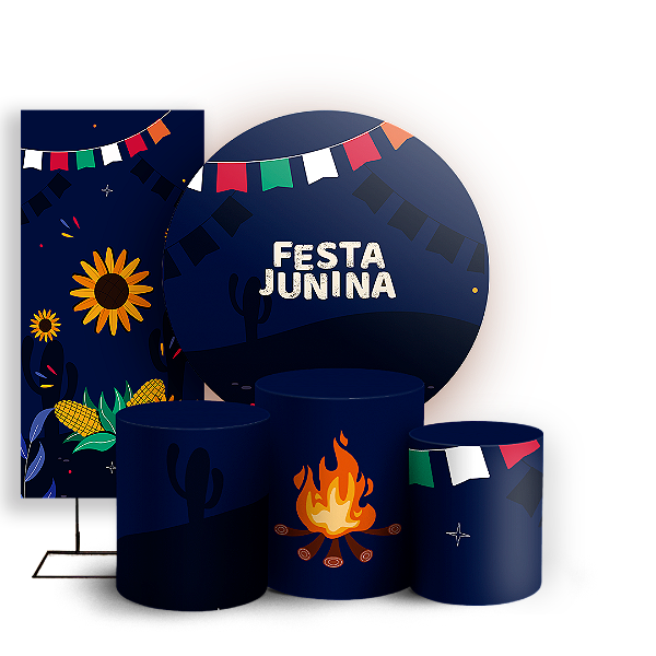 KIT Redondo Trio e Faixa - Festa Junina - Sublimado 3D