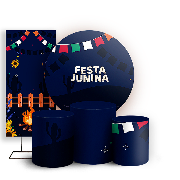 KIT Redondo Trio e Faixa - Festa Junina - Sublimado 3D