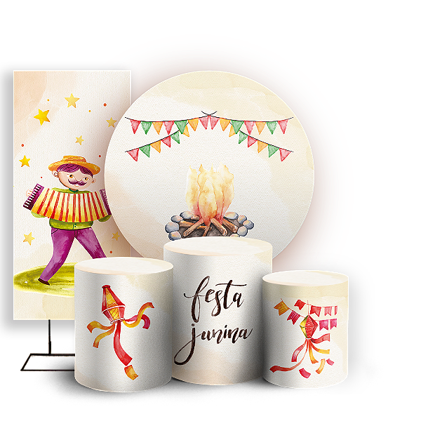 KIT Redondo Trio e Faixa - Festa Junina - Sublimado 3D