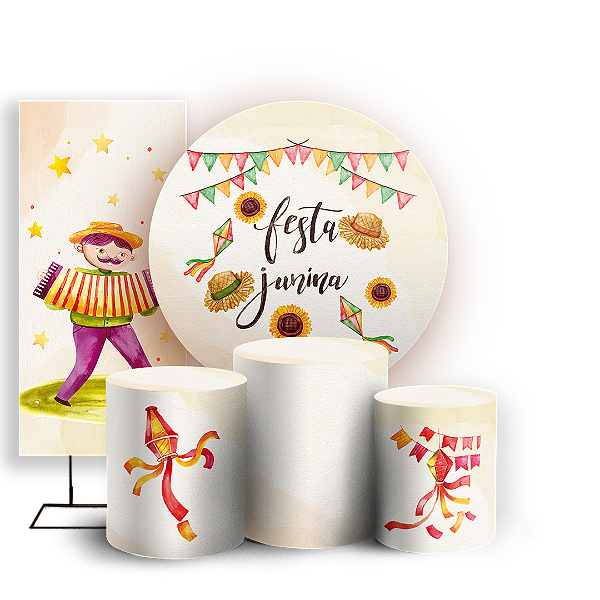 KIT Redondo Trio e Faixa - Festa Junina - Sublimado 3D