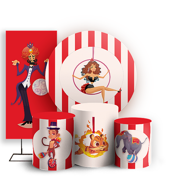KIT Redondo Trio e Faixa - Circo - Sublimado 3D