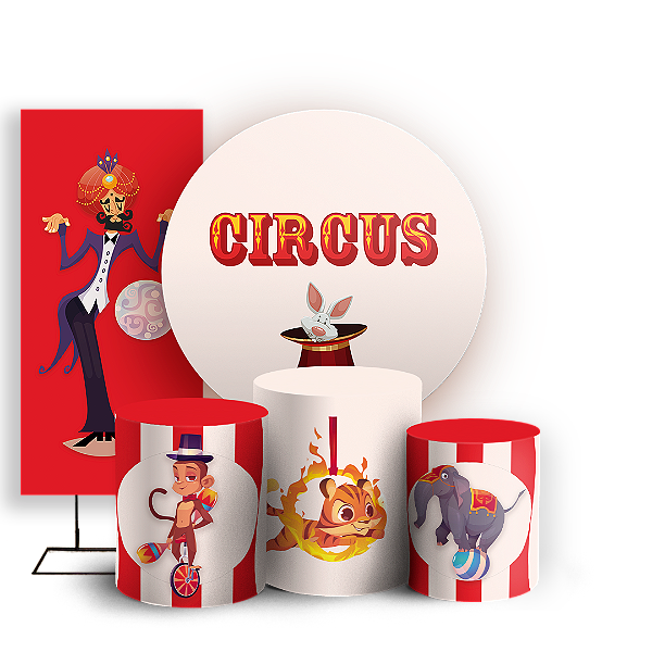 KIT Redondo Trio e Faixa - Circo - Sublimado 3D