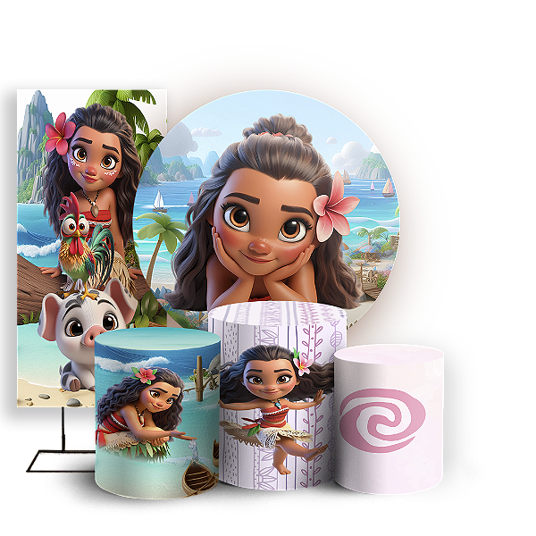 KIT Redondo Trio e Faixa - Moana - Sublimado 3D