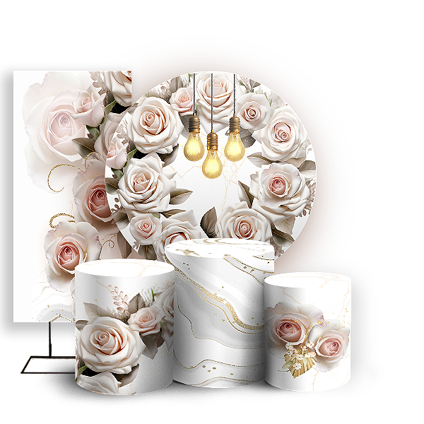 KIT Redondo Trio e Faixa - Floral - Sublimado 3D