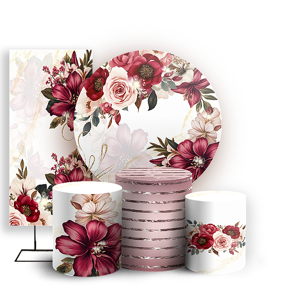 KIT Redondo Trio e Faixa - Floral - Sublimado 3D