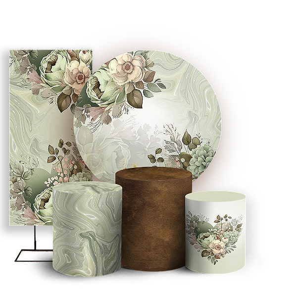 KIT Redondo Trio e Faixa - Floral - Sublimado 3D