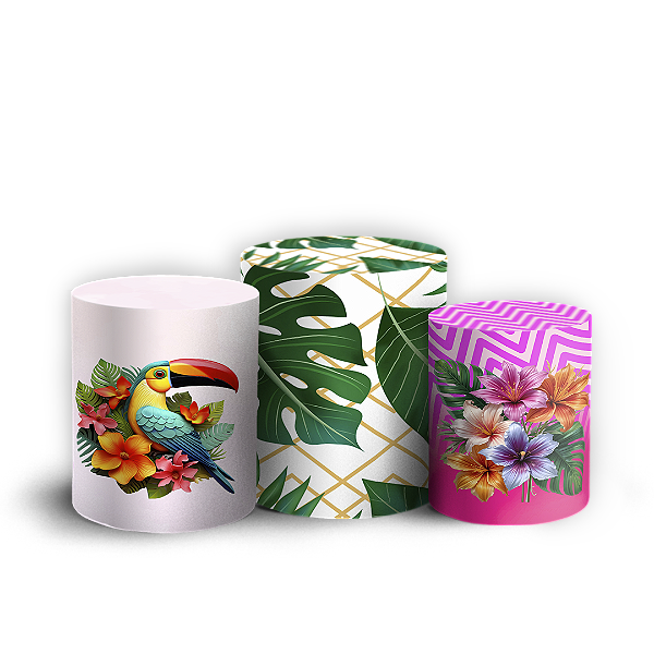 Trio Cilindro - Tropical Floral - Sublimado 3D