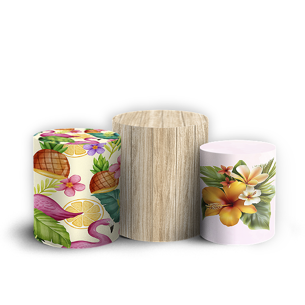 Trio Cilindro - Tropical Floral - Sublimado 3D