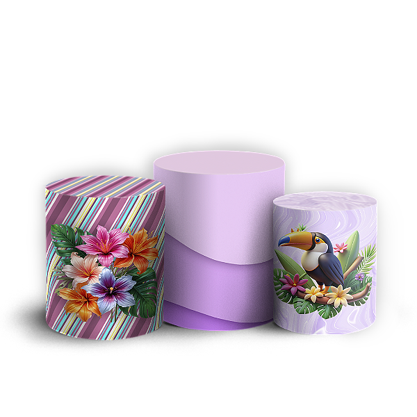 Trio Cilindro - Tropical Floral - Sublimado 3D