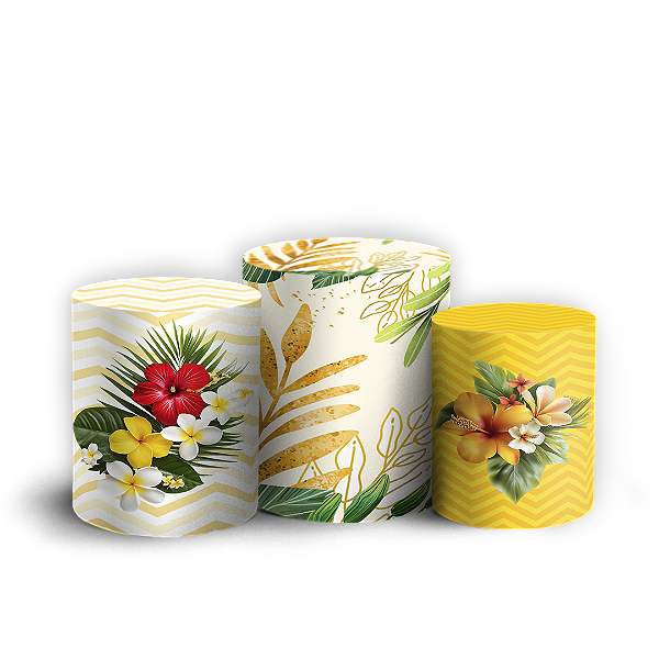 Trio Cilindro - Tropical Floral - Sublimado 3D