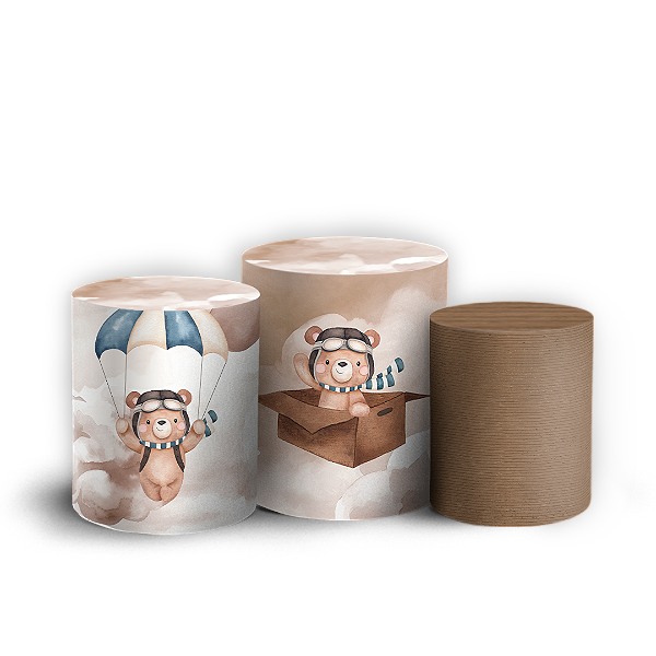 Trio Cilindro - Ursinho Aviador  - Sublimado 3D