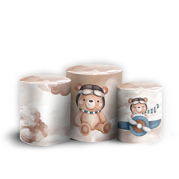 Trio Cilindro - Ursinho Aviador  - Sublimado 3D