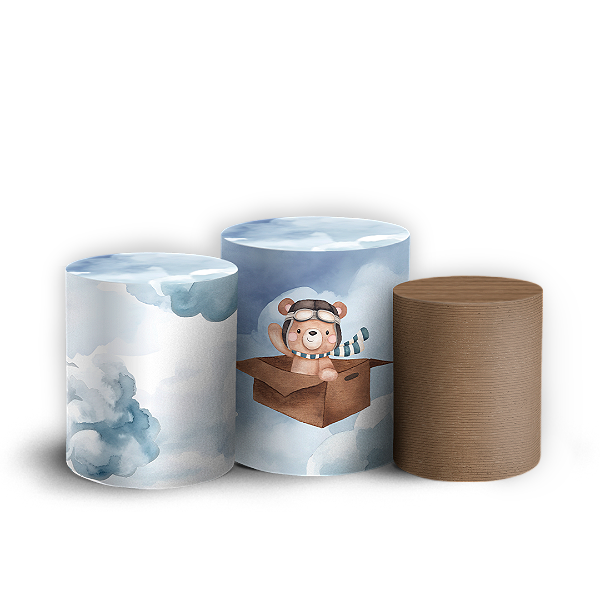 Trio Cilindro - Ursinho Aviador  - Sublimado 3D