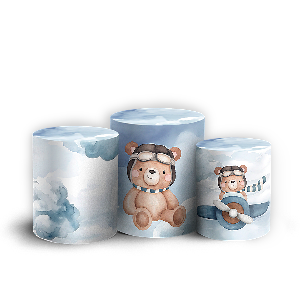 Trio Cilindro - Ursinho Aviador  - Sublimado 3D