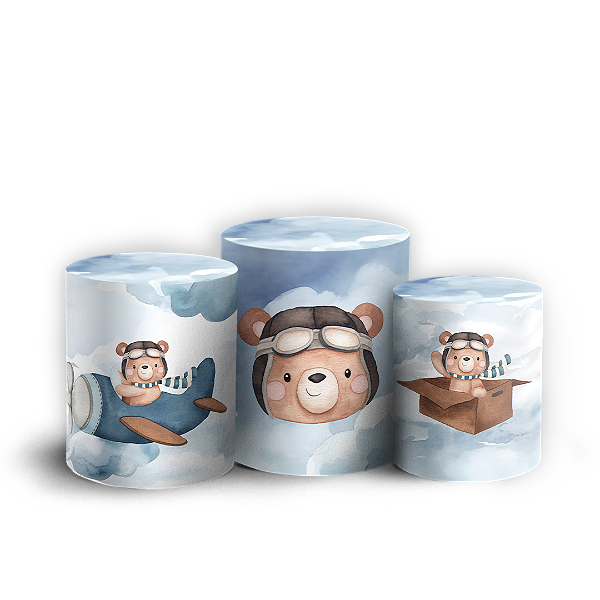 Trio Cilindro - Ursinho Aviador  - Sublimado 3D